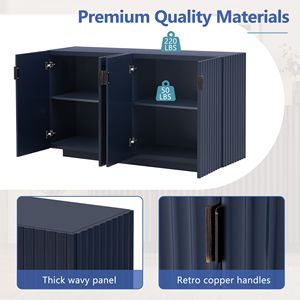 4 Wavy Doors Retro Copper Handles Ample Storage Space <b>Sideboard</b> with Adjustable Shelves for Dining and Living Room - Product Image 6