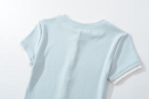 Women's Double-<b>Layered</b> Ribbed Button Cardigan 2026 Pastel Baby Blue Slim Fit Short Sleeve Casual Preppy Summer Knit <b>Top</b> HD - Product Image 6