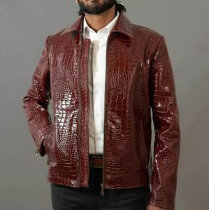 Blouson aviateur en cuir d'agneau de qualité supérieure pour homme, fait main, logo personnalisé, col montant, réversible, respirant, manteau d'hiver, service OEM - Product Image 1