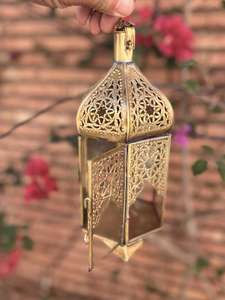 High Quality <b>Moroccan</b> Brass Lantern With Glass Panel Antique Design Golden Finish Home <b>Decoration</b> Durable Candle Holder Lantern - Product Image 4