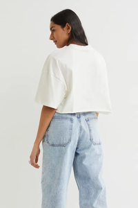 เสื้อยืดคอกลมสีดำล้วนผ้าฝ้ายแบบครอปท็อปสำหรับผู้หญิง รุ่นพื้นฐาน ปี 2026 ผลิตตามสั่ง - Product Image 5