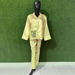 Conjunto de Pijama de Algodón 100% para Mujer, Talla Grande, Bordado, Suave, Personalizado, Camisón Informal de Manga Larga para Chicas - Product Image 1