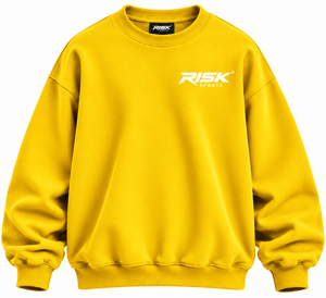 RISK Sports <b>Men's</b> <b>Yellow</b> Long Sleeve Crewneck Casual <b>Shirt</b> 100% Cotton Knitted Letter Print Autumn - Product Image 1