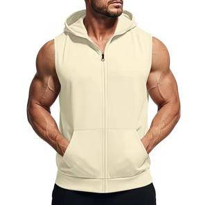Sudadera con Capucha sin Mangas para Hombre, con Cierre, Felpa Francesa, Color Degradado, Corte Regular Informal, para Otoño, con Bolsillos, Ecológica - Product Image 1