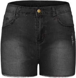 Shorts en jean élégants pour femmes, taille haute, super déchirés, délavés à la pierre, respirants, colorés, pour usage décontracté, vente en gros - Product Image 1