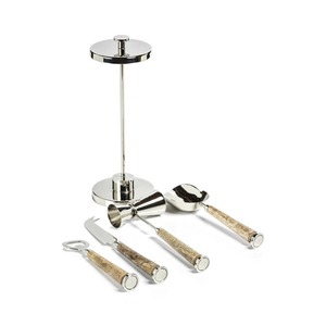 Juego de herramientas de barra premium con mango natural, acabado de acero inoxidable y soporte para clubes, bares domésticos y eventos, venta al por mayor desde India - Product Image 5