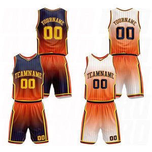 ชุดบาสเก็ตบอลราคาส่ง ล่าสุดมาใหม่ ขายดี ลายพิมพ์ซับลิเมชั่น ออกแบบเองได้ สีไล่ระดับน้ำเงินส้ม - Product Image 1
