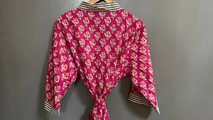 Kimono de algodón con estampado floral indio, elegante pareo de playa, ropa informal estilo bohemio - Product Image 2