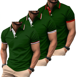 Polo en tricot à manches courtes pour homme, couleur unie, style décontracté avec design - Product Image 5