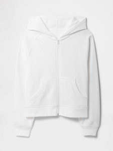 High Quality Women's White Hooded Zip-<b>Up</b> Sweatshirt Regular Fit Cotton Knitted Solid Color Front <b>Letter</b> Print Autumn Wear With - Product Image 3
