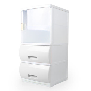 Cajonera de Plástico Blanca de 3 Niveles para Bebés, Organizador de Guardería Apilable, Torre de Almacenamiento para Ropa y Juguetes de Niños - Product Image 1