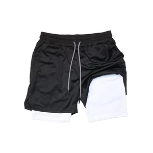 Men's Gym Shorts Quick Dry Double Layer High Stretch <b>Elastic</b> Waist Lightweight Basketball Running Training Solid Shorts - Product Image 3