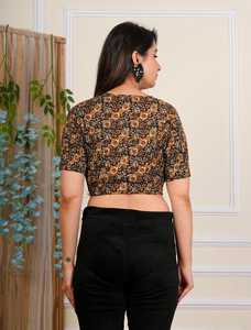 Chemisier en coton à imprimé floral couleur moutarde pour femme – Haut confortable et respirant, élégant et formel pour l'été - Product Image 5