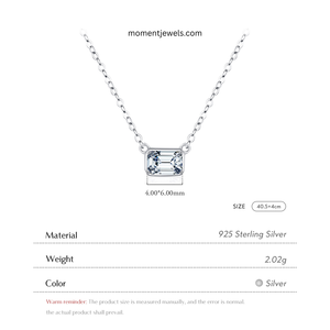 925 Sterling Silver Zircon <b>Pendant</b> Necklace for Women Silver Plated Cable Chain Simple Classic Style Solid Color - Product Image 6