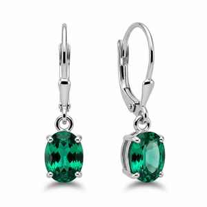 Boucles d'oreilles pendantes Lab Emerald en argent sterling 925, pierre précieuse verte de naissance de mai, bijoux élégants pour femme, cadeau - Product Image 1
