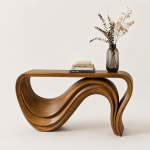 Table console en bois artisanale Luxali, une œuvre maîtresse de la maison de campagne moderne, soigneusement fabriquée à la main à partir de bois massif naturel de Monkey Pod. - Product Image 2