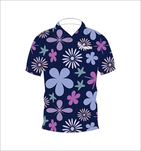 เสื้อโปโลชายลายดอกไม้สีกรมท่า พิมพ์ลายทั้งตัว แขนสั้น สไตล์ลำลอง สำหรับเล่นกอล์ฟ - Product Image 2