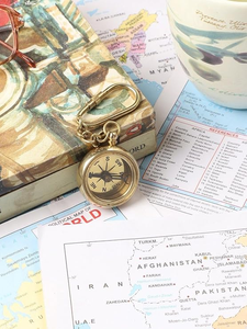 <b>Vintage</b> Brass <b>Compass</b> Keychain Nautical <b>Compass</b> Key Ring Maritime Travel Gift Collectible Accessory - Product Image 5