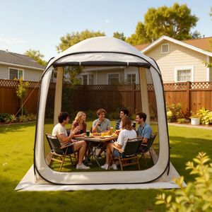 Tenda a Zanzariera Pop-up 6x6 Piedi per 4-6 Persone, Gazebo Portatile con Borsa per il Trasporto, Pareti Laterali a Rete e Supporto a Terra Incluso - Product Image 2