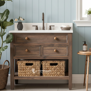 Panier de rangement en jacinthe d'eau à couvercle festonné avec couvercle dissimulé pour l'organisation de la maison et du linge - Product Image 4