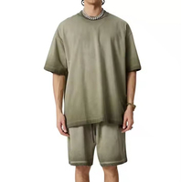 Conjunto de Verano de 2 Piezas para Hombre, Camiseta y Pantalones Cortos Transpirables de Poliéster/Algodón, Estilo Urbano
