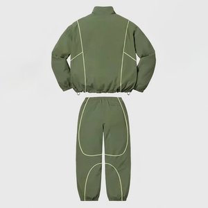 New Arrivals Custom Logo Green Mens Nylon <b>Wind</b> <b>Breaker</b> White Panel With Pant Set For Summer Active Wear Streetwear Zipper Jacket - Product Image 2