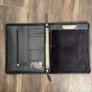 A4 fournitures de bureau d'affaires en cuir usiné à la main logo personnalisé Document classeur à anneaux classeur en cuir de vachette véritable Padfolio - Product Image 6