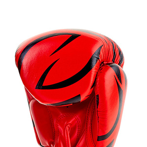 Red <b>Black</b> Tribal Boxing Gloves PU Leather <b>Velcro</b> Closure Training Gear for Adults Lightweight breathable boxing Waterproof - Product Image 2