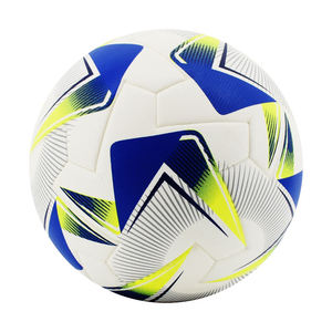 Ballon de football de taille 5 en cuir PU et mousse EVA, design classique jaune et bleu, pour entraînement sportif en extérieur - Product Image 1
