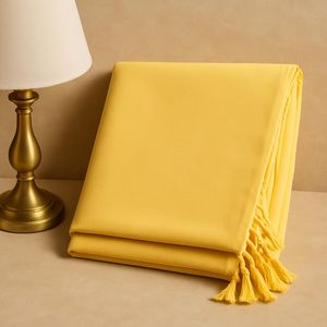Sábana Multiusos de Algodón Amarillo Sólido con Flecos de Borlas, Suave, Transpirable y Ligera, Ropa de Cama de Verano, Lencería para el Hogar, India - Product Image 1