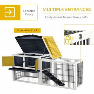 Nichoir pour lapins d'extérieur gris foncé de 59 pouces avec toit ouvrant, 2 niveaux, mobilier pour animaux de compagnie - Product Image 4