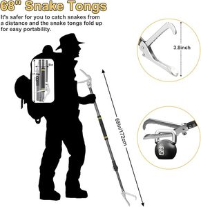 Heavy Duty Snake Tongs Collapsible Reptile Catcher Stick Professional Rattlesnake <b>Grabber</b> <b>Tool</b> Safe Pick Up Handling Device - Product Image 2