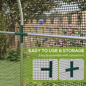 Jaula de acero galvanizado negra de 4 x 8 pies con puerta con cremallera, carpa de protección para plantas, malla de jardín - Product Image 5