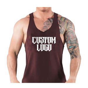 Débardeurs pour hommes, débardeurs de musculation sans manches, logo personnalisé, fitness, gym, stringer, respirant, coton, sport, course à pied, couleur unie - Product Image 1