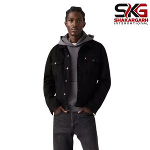Veste en jean noire pour homme, style workwear classique, chemise à manches longues boutonnée, manteau en jean pour un look décontracté et streetwear - Product Image 4