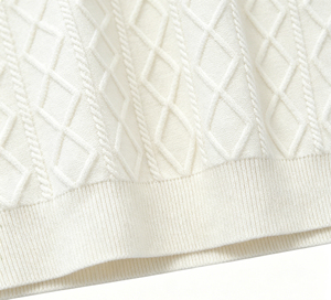 <b>Women's</b> <b>White</b> Short Sleeve Knitted <b>Polo</b> <b>Shirt</b> Argyle Pattern Breathable Casual Top <b>Women</b> Retro Textured Knit Short Sleeve <b>Polo</b> - Product Image 3