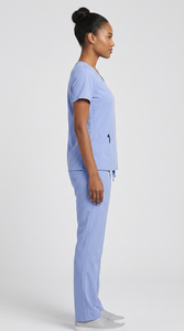 Ensemble d'uniformes médicaux pour femmes, col en V, manches courtes, vêtements de travail pour le secteur de la santé, haut et pantalon d'infirmière confortables - Product Image 2