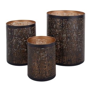 Lot de 3 bougeoirs en fer gravé et découpé, noir et or, pour décoration intérieure de Noël, taille et forme personnalisables – Vente chaude - Product Image 2