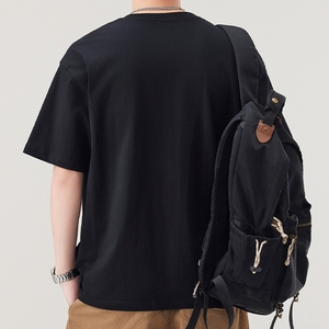 Camiseta Extra Grande para Hombre, Algodón Suave, Estilo Casual Urbano, Corte Holgado, Ropa de Verano, Tejido Transpirable, Atuendo Diario, Diseño Moderno y Simple - Product Image 3