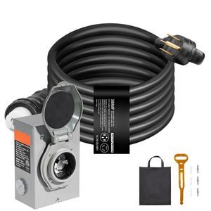 Kit Cavo di Alimentazione per Generatore NEMA 14-50P/SS2-50R STW 6/3+8/1 AWG, Scatola di Ingresso con Connettore Twist Lock da 50 Amp, 15 Piedi, per Sistemi Elettrici RV - Product Image 1