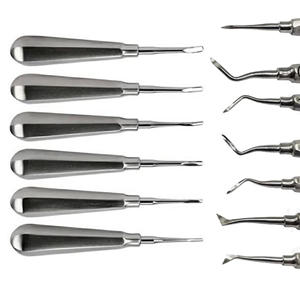 Kit d'élévateurs radiculaires dentaires en acier inoxydable, instruments chirurgicaux manuels, kit de ciseaux parodontaux en métal poli - Product Image 4