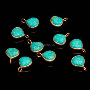 Colgante de flor de turquesa azul AAA, colgante de plata de ley 925 tallado a mano con piedras preciosas, colgante de corazón para hacer joyas, 12 mm - Product Image 6