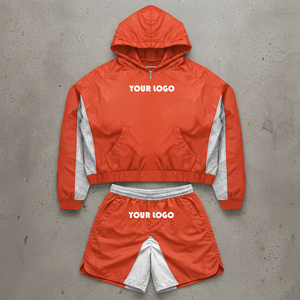 <b>Mens</b> Hooded Tracksuit Set Solid Color Sporty <b>Jacket</b> and Shorts Breathable Knitted Polyester Outfit Customizable <b>Summer</b> Wear - Product Image 5