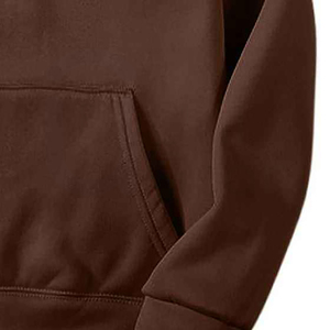 Sweat-shirt à capuche marron uni pour homme, coupe classique, en molleton français, décontracté, pour l'automne, avec poche avant - Product Image 3