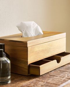 กล่องใส่กระดาษทิชชูไม้ไผ่แบบมินิมอลพร้อมฝาปิด ที่ใส่กระดาษทิชชูไม้ธรรมชาติสำหรับใช้ในบ้าน สำนักงาน ห้องน้ำ - Product Image 1