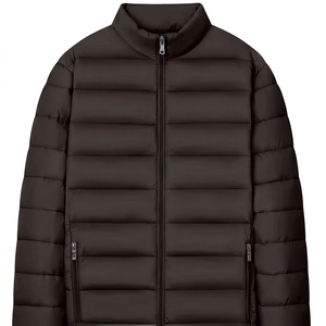 Veste matelassée décontractée pour homme, beige, à capuche, avec fermeture éclair, coupe droite, réversible, couleur unie - Product Image 3