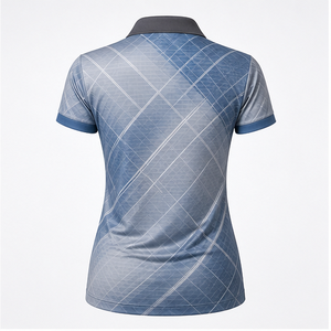 Polo Personalizado para Mujer en Gris Azulado con Línea Diagonal, de Secado Rápido, Transpirable, Manga Corta, Uniforme de Golf de Alto Rendimiento WPS-0799 - Product Image 2