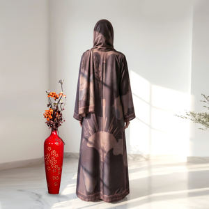Moderna Abaya Leon de tela gruesa con chal a juego, cárdigan árabe de frente abierto para mujer, ropa de moda modesta para Eid y Ramadán, transpirable - Product Image 2
