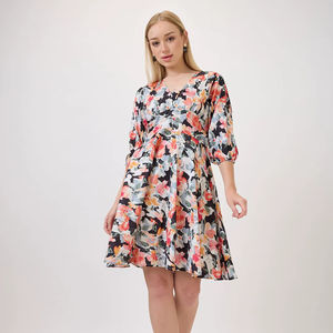 เดรสลำลองผู้หญิงคุณภาพดีไซน์ใหม่ระดับไฮเอนด์ ผ้าเครปพิมพ์ลายดอกไม้ สไตล์ใหม่ แขนยาวปานกลาง เซ็กซี่ - Product Image 1