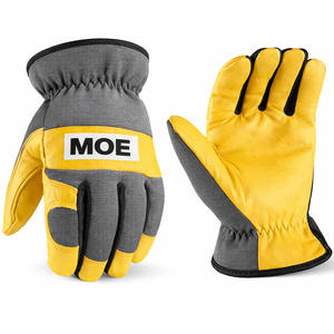 Gants de travail robustes en cuir avec paume renforcée pour la manipulation du bois, dos en tissu durable, utilisation extérieure, fourniture d'usine - Product Image 1